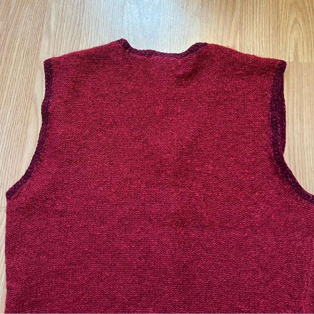 Vintage 90s Susan Bristol Wool Blend Sweater Vest Hand Embroidered Womens Size S